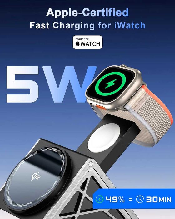 NANAMI Безжично зарядно устройство 3 в 1 за  iPhone, iWatch, AirPods