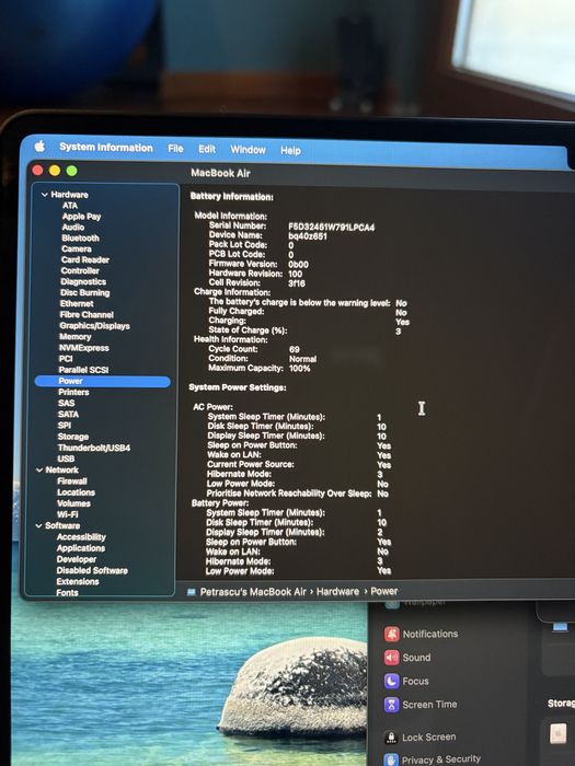 laptop apple macbook air 15 , m2 ,256gb ssd, midnight