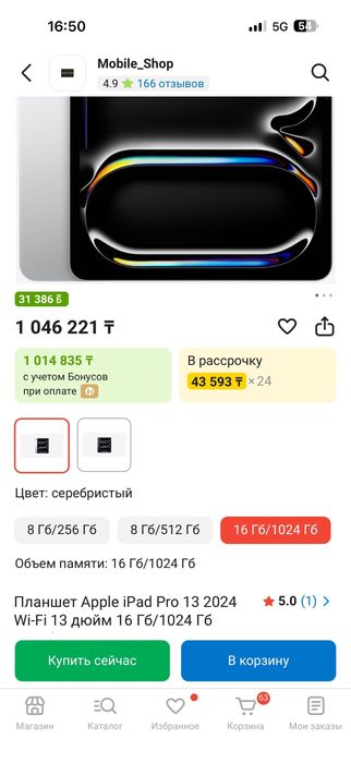 Ipad Pro диагональ 13 память 1000 гб