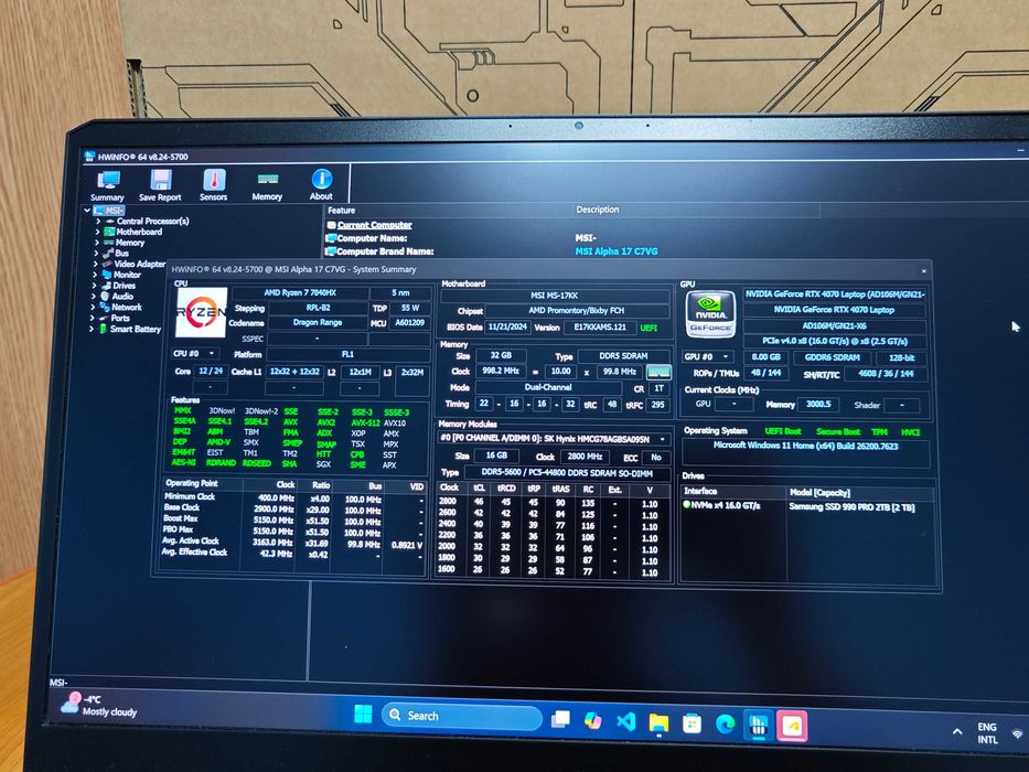 Laptop Gaming Premium MSI Alpha 17 C7V RTX Ryzen 7840HX 32GB / 990 Pro 2TB