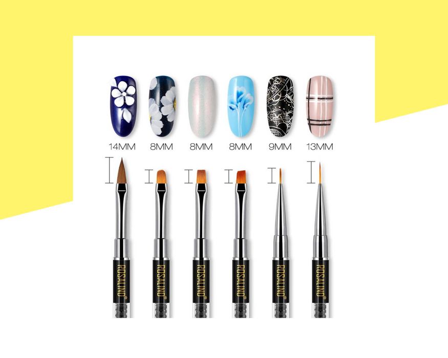 Kомплект 6 четки за маникюр, декорации ROSALIND