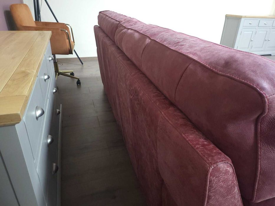 Червен кожен диван тройка "Santino" - телешки бокс