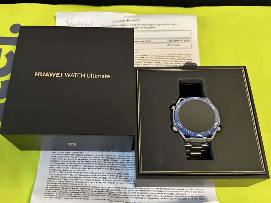 КАТО НОВ 49mm Huawei Watch Ultimate Гаранция Yettel 2027 г. Blue