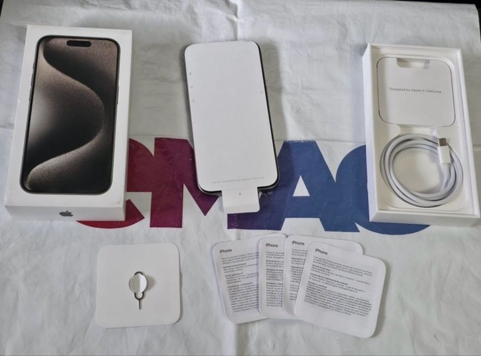 КАТО НОВ 256GB iPhone 15 Pro ЕМАГ Гаранция 2025 г. Natural | Сив
