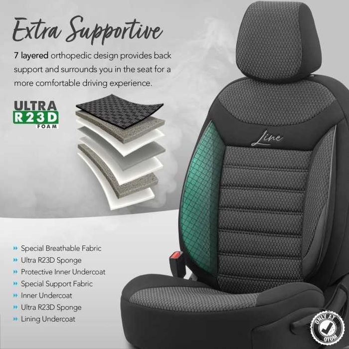 К-т Луксозна Тапицерия Automat-OTOM, Черна с черен шев, LINE Design