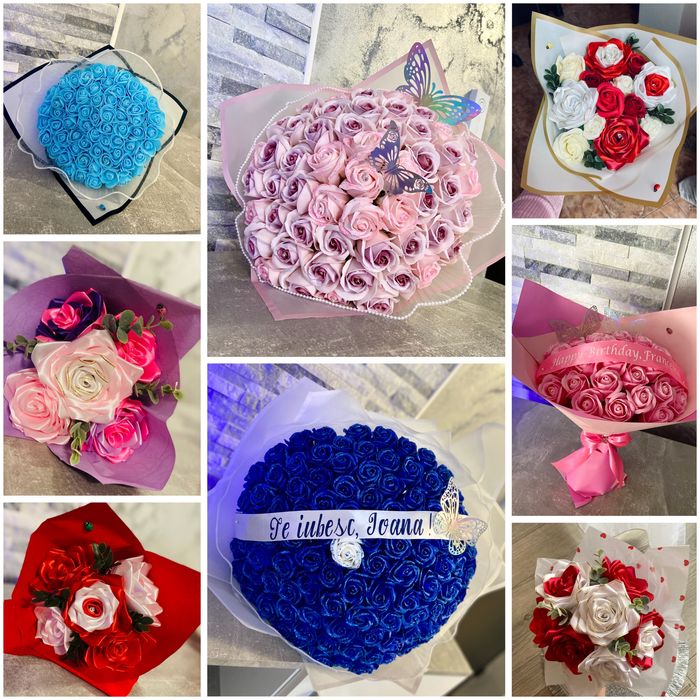 Buchet trandafiri de sapun sau satin / Aranjamente florale/ Aran dulce