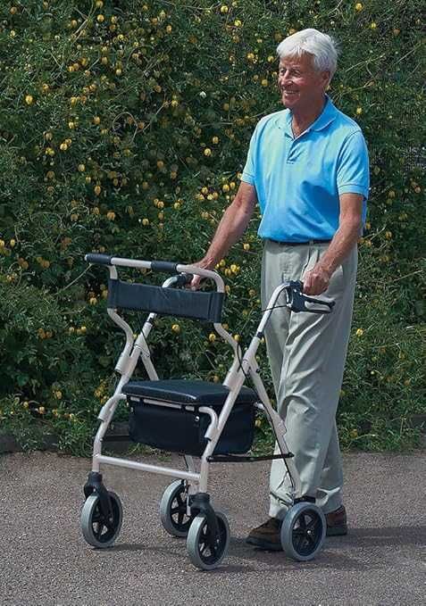 Сгъваема проходилка NRS Healthcare 2в1 Ролаторен и транспортен стол M58203 алуминиева