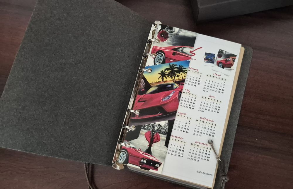 Agenda piele A6 Ferrari Dino binder personalizata
