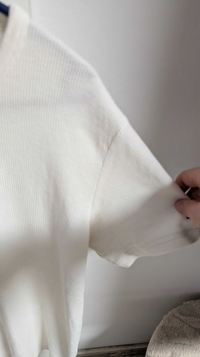 Bershka Tricou Alb Texturat Waffle