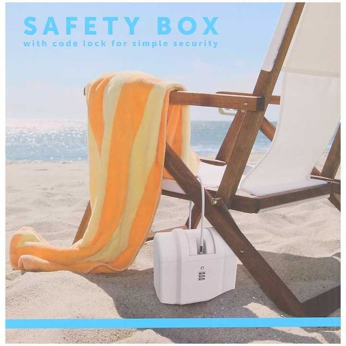 Преносим сейф с код, Пластмаса, 1,4 л, 18 x 8,5 x 15 cm, Черен,бял