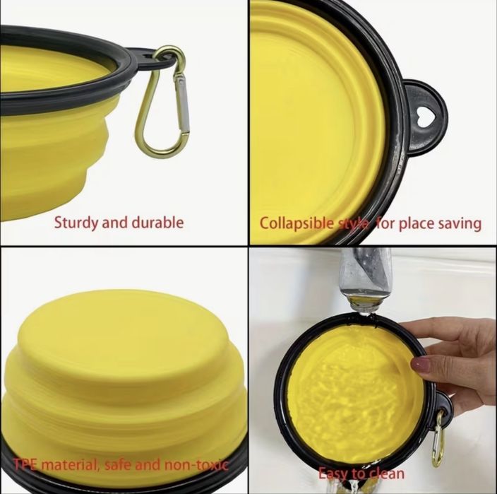 Set castron 350 ml pliabil si lingura dozata, ideale pentru apa/mancare
