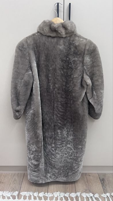 Шуба - мутон серая