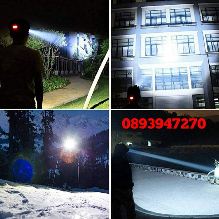 Челник Фенер за Глава с акумулаторни батерии и 5 Диода