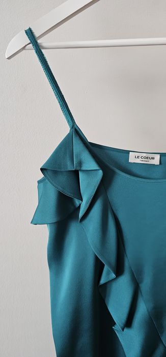 Twinset рокля с къдрица в зелен цвят