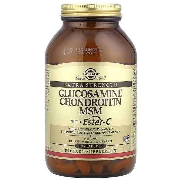 Solgar, глюкозамин, хондроитин и МСМ с Ester-C, 180 таблеток