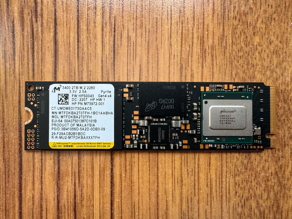 Micron 2000GB 2TB SSD NVMe SSD Gen 4 x4 PCIe 2280 6600MB/s
