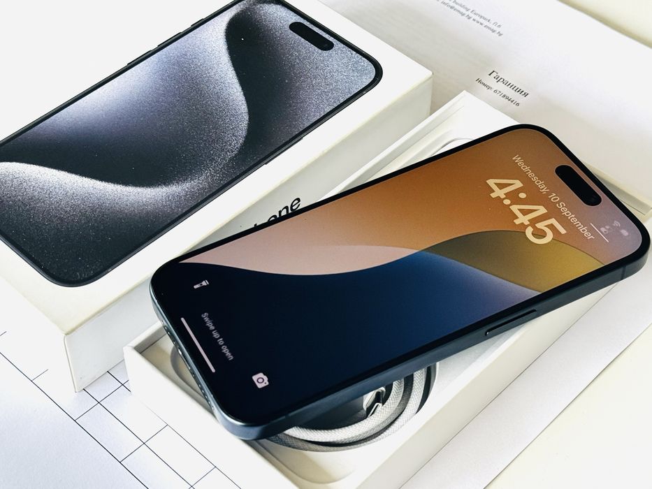 Iphone 15 Pro 128GB Blue Titanium 100% Батерия! Гаранция до 05.2026г