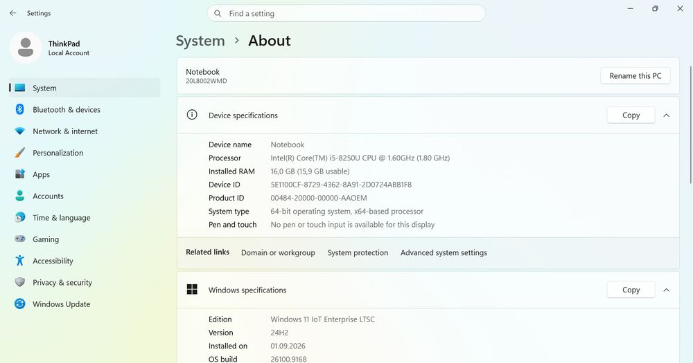 Lenovo ThinkPad T480s, i5-8250u, 16GB DDR4, SSD NVME 256GB