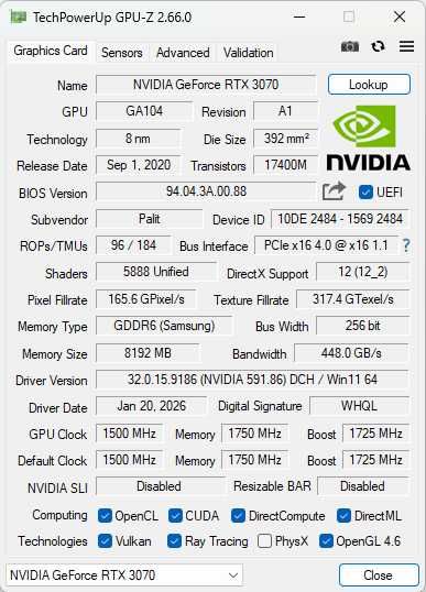 Запазена Palit RTX 3070 GamingPro x 8Gb