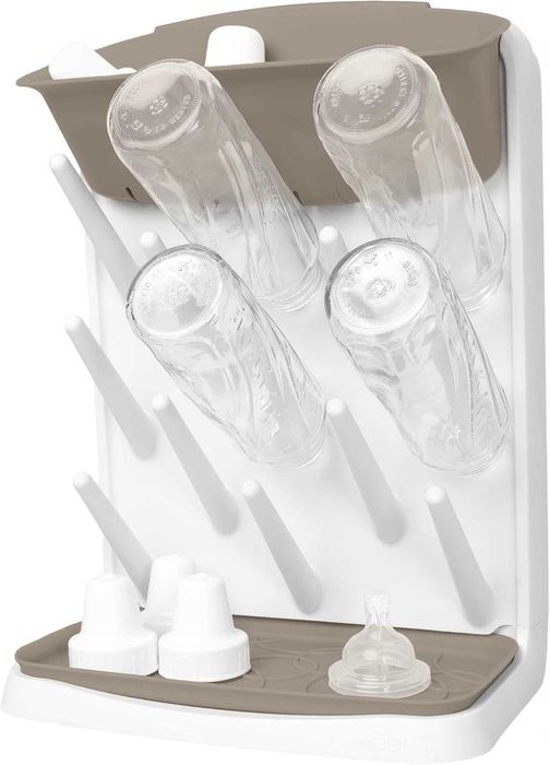 UBBI Vertical Baby Bottle Drying Rack – Вертикален сушилник за бебешки шишета и аксесоари, спестяващ място, Taupe