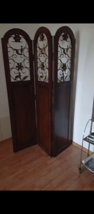 Paravan lemn masiv cu fier forjat