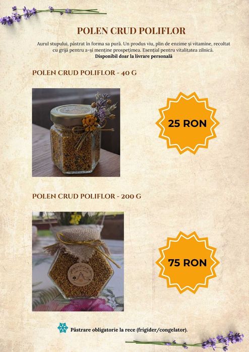 Miere Poliflora Artizanala Polen Crud si Marturii de Nunta