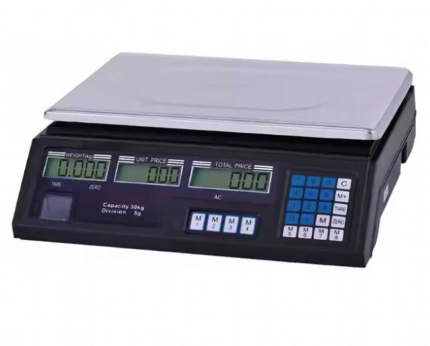 Електронна везна до 40 кг, включена батерия, цифрова,множество функции