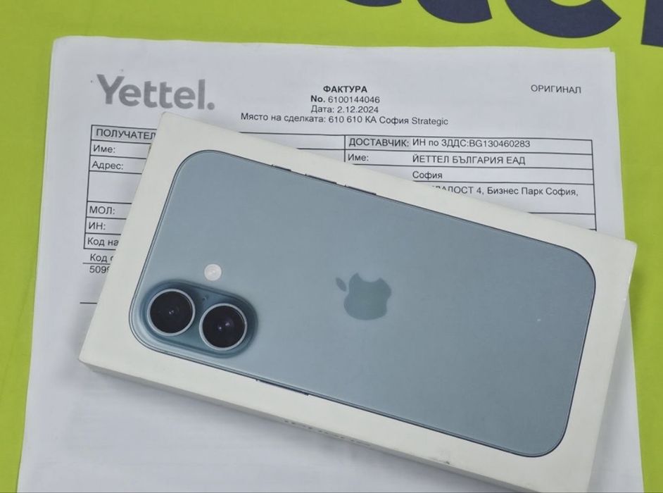 КАТО НОВ 128GB iPhone 16 Yettel Гаранция 2027 TEAL / Синьо-зелен