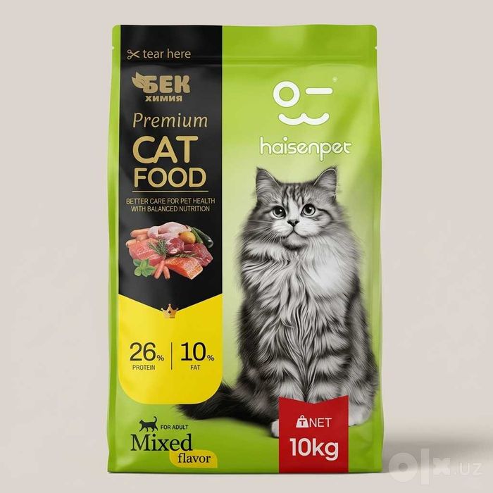 Сухой корм для кошек haisenpet Mixed 10 кг, белок 26%