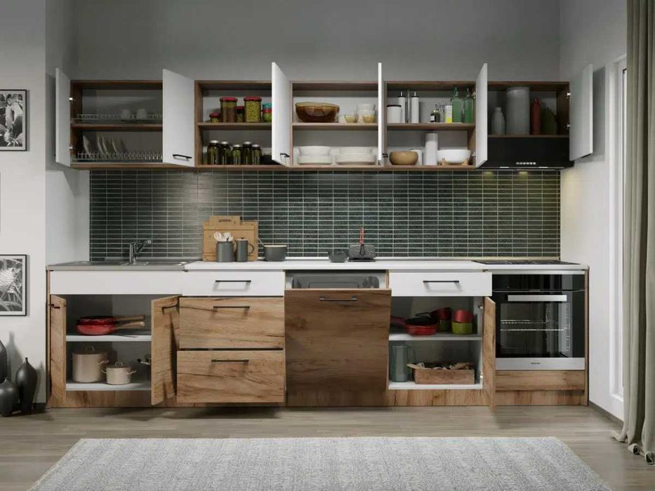 Set Mobila Bucatarie Gastro 320 Alb/Stejar – C45