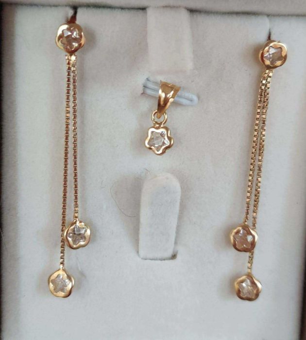 Set cercei și pandantiv aur 14k