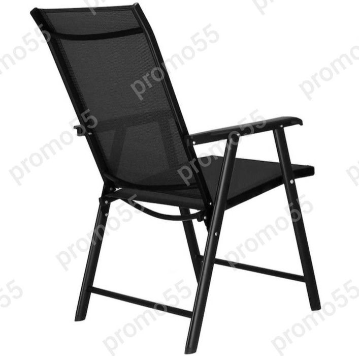 Градински стол метален, сгъваем, максимално тегло 150кг, черен