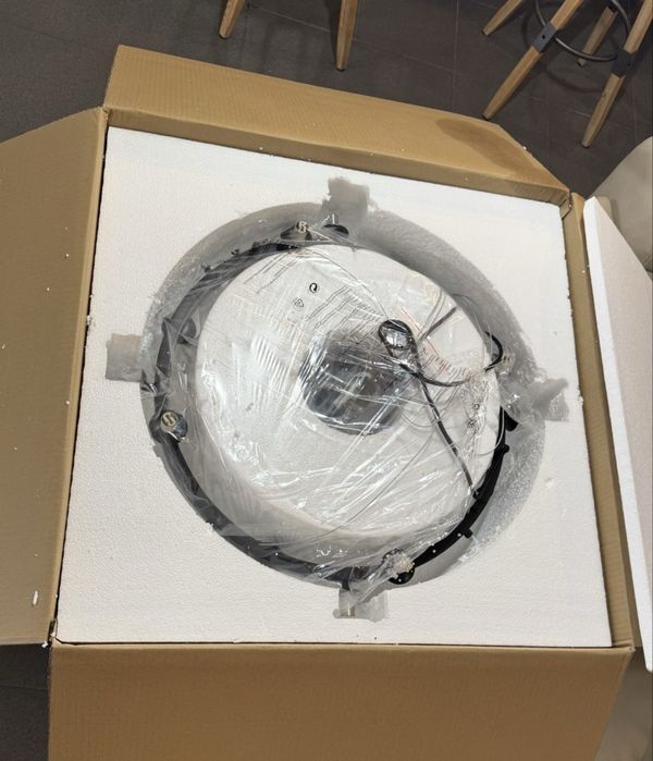 НОВА! Дизайнерска таванна лампа с кехлибарени стъклени балони 12x G9