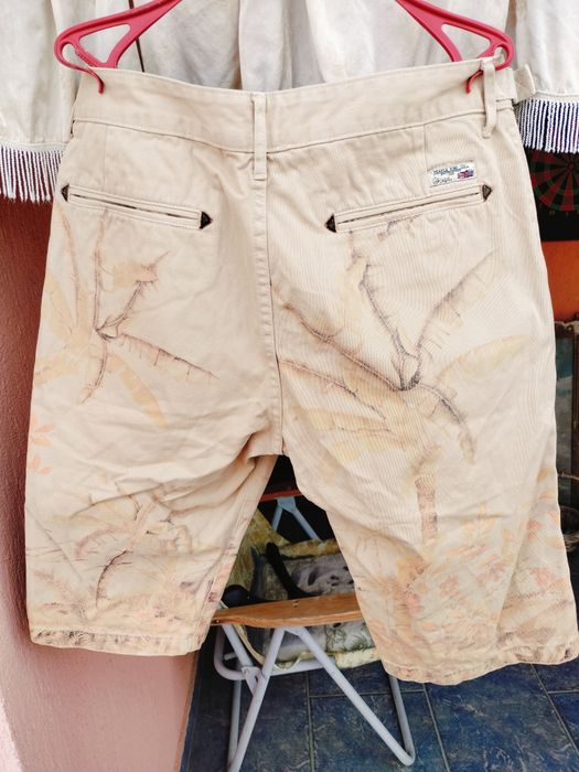 Pantaloni scurți bărbați Pearly King Co.  Bej cu model palmieri – Mărime 32 UK– Stil casual