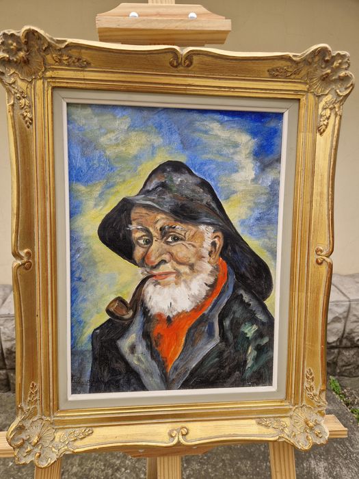 Прекрасна антикварна картина масло върху платно