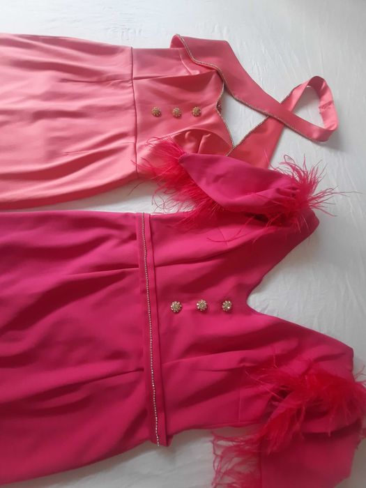 Set rochii rochie nașa cu pene si strasuri