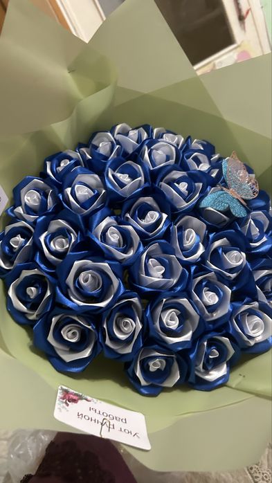 Цветы атласных лента букет 51 шт