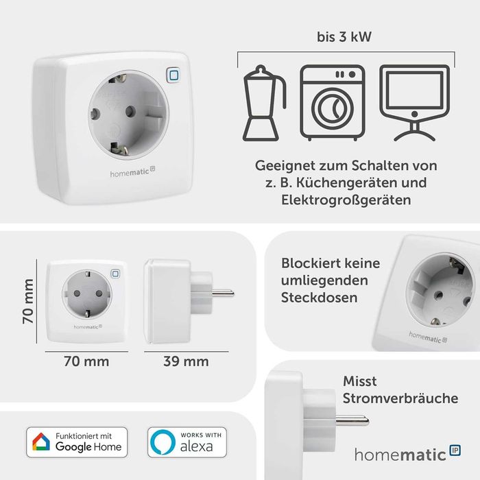 Homematic IP Умен домашен комутационен/измервателен контакт, контактът