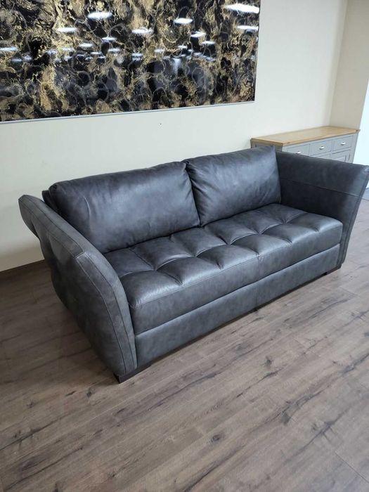 Тъмно сив кожен диван тройка "SARDINIA"