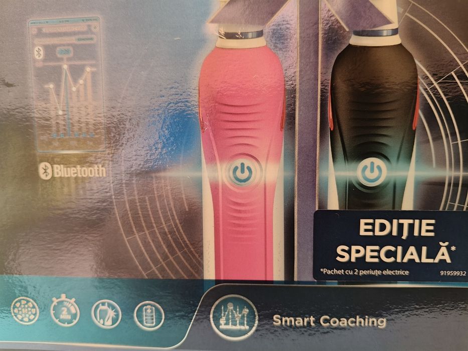 Set 2 Periute de dinti electrica ORAL-B Smart 4 4900, 40000 pulsatii/min, Curatare 3D, 3 programe, 2 capate, roz/negru