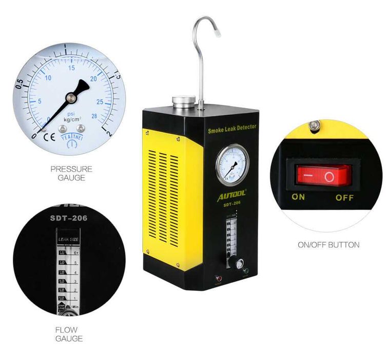 Promotie Tester Detector Fum Autool SDT206 cu 2 manometre: FUM si AER