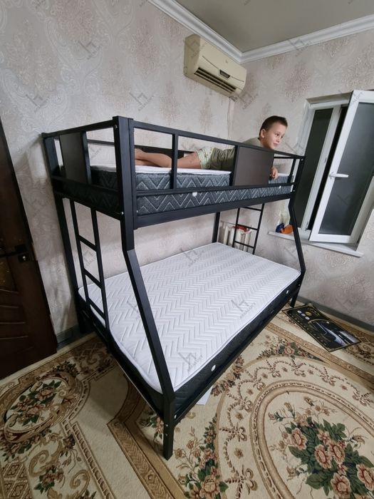 Детская кровать Kravat Двухъярусная Металлическая Кровать, LOFT Style,