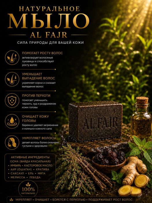 Черное мыло Al Fajr для роста и укрепления волос