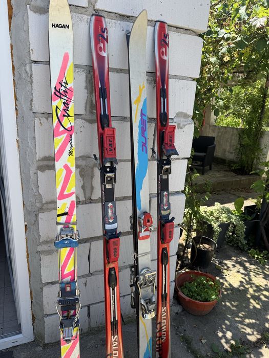 3 perechi de Schiuri Salomon ski / Hagan / Duret iarna + Winter Clăpari Dachstein – Stare Bună