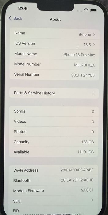 Iphone 13 PRO Max 128 GB Silver