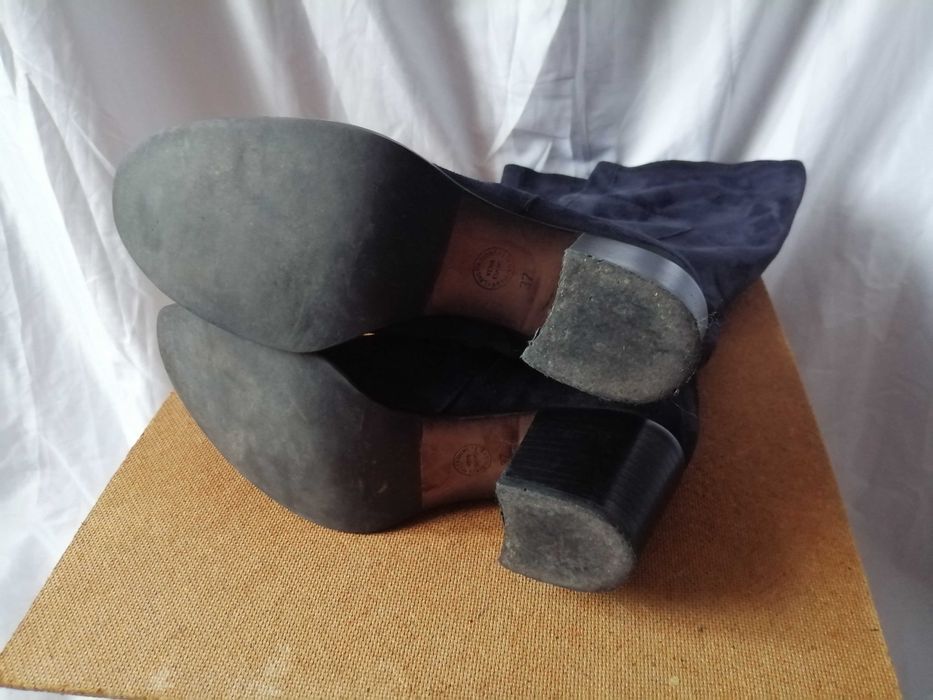 № 37 дамски ботуши естествен велур в син цвят