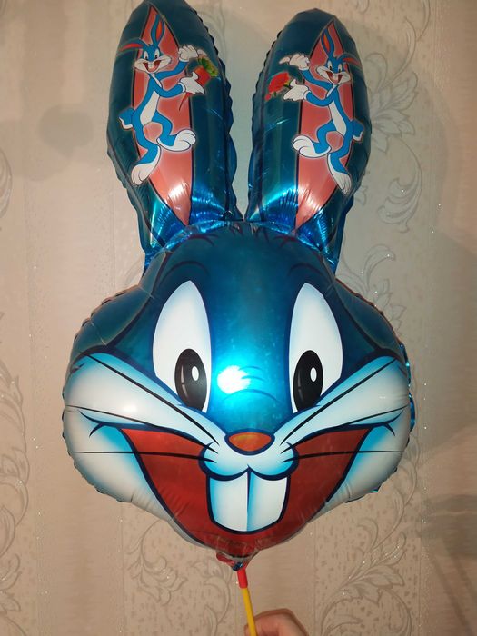 Шар  фольга -  заяц , цвет голубой