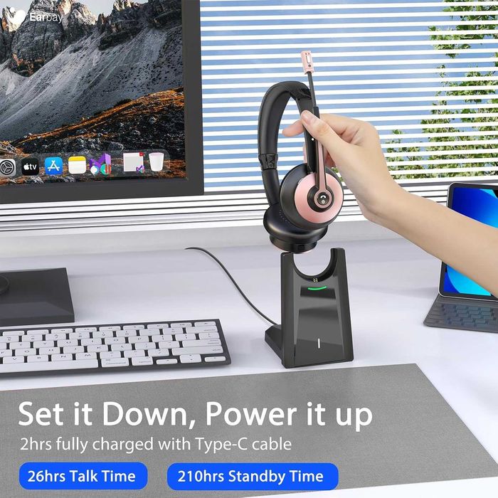 Безжични слушалки с микрофон Earbay Bluetooth USB Dongle и стойка
