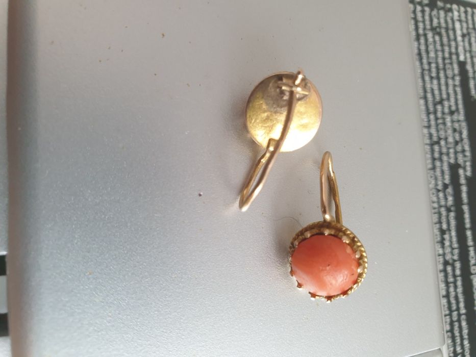 Cercei de aur 14k vechi, coral natural