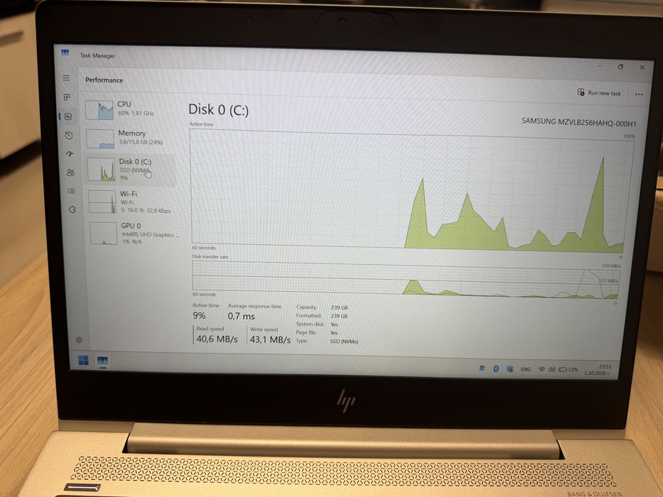 HP Elitebook 830 G6 i5-8365U / 16GB DDR4 / 256GB Samsung